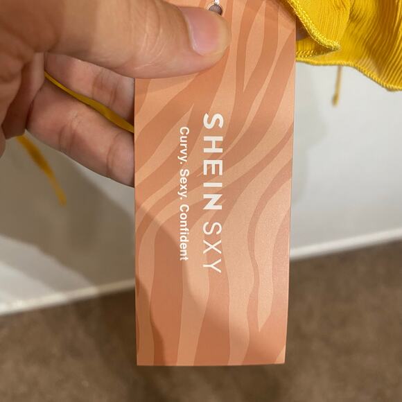 Shein Mustard Yellow Bodycon Mini Dress Sz L NWT - Picture 7 of 13